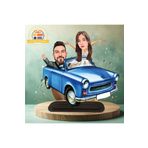 3D Hediye Dünyası Murat 131 arabalı gelin damat karikatürlü biblo hediye 3d masa üstü biblo hediyesi