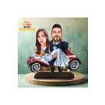 3D Hediye Dünyası Nostalji arabalı gelin damat karikatürlü biblo hediye 3d masa üstü biblo hediyesi