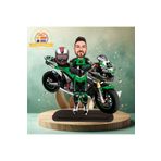3D Hediye Dünyası Yeşil Motorsiklet Yarış Motoru Karikatürü Biblo Hediye 3d Masa Üstü Biblo Hediyesi