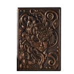 3D Kabartmalı Venedik Maskesi Desenli Deri Defter, A5, 200 Sayfa, Bronz