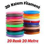 3D Kalem 3d Pen Filament 20 Renk 1 Metre 20 Metre