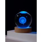 3D Karahindiba Temalı Kristal Küre Led Gece Lambası – Usb'li Ahşap Standlı Rgb Led Lamba