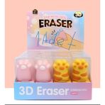 3D Kedi Pati Şekilli Silgi, Pembe Renk, 1 Adet, Stereoskopik Tasarım, Kırtasiye Malzemesi