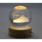 3D Kristal Cam Küre Ahşap Soketli Istanbul Temalı LED Lamba AALK2574 - Ölçü - Tipi