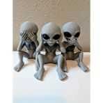 3D Layer Craft Uzaylı Görmedim Duymadım Bilmiyorum Figür Seti Dekoratif Obje Biblo