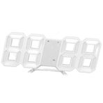 3D LED Duvar Saati, Dijital Duvar Çalar Saat Zamanlayıcı, Sıcaklık, Alarmlı Minimalist Beyaz Çerçeve, Ev Oturma Odası, Ofis, Spor Salonu, İşyeri Için USB Güç Kaynağı (Beyaz
