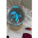 3D Led Işık Cam Küre Çok Işıklı Ahşap Şemsiyeli Çocuk 7 cm