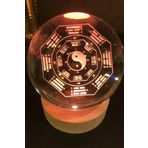 3D Led Işık Cam Küre Çok Renk Gece Lambası Yin Yan 8 cm Mega Boy