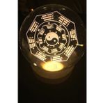 3D Led Işık Cam Küre Tek Renk Gece Lambası Yin Yan 8 cm Mega Boy