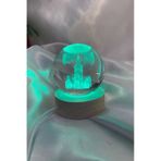 3d Led Işık Gecelambası Cam Küre Çok Renk Günışığı Ahşap Galata Kulesi Gece Lambası 6 Cm