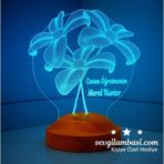 3D Led Lamba 3Boyutlu Çiçek Buketi Kişiye Özel Hediye Gecelambası