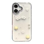 3D Melek Kanatlı Yıldızlı Şeffaf Simli iPhone 15 Plus / 14 Plus Uyumlu Kılıf – Kamera Korumalı, Darbe Emici Silikon
