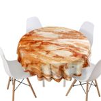 3D Mermer Yuvarlak Masa Örtüsü - Su Geçirmez ve Lekeye Dayanıklı Silinebilir Polyester Dairesel Masa Örtüsü Yemek Mutfak Tatil ve Bahçe için (Turuncu Taş 180 cm Çap)