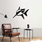 3D Metal Köpekbalığı Duvar Sanatı Dekoru, Siyah Deniz Yaşamı Silueti, Modern Ev Dekorasyonu (27,5x22,0 (70x56))