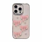 3D Pembe Kurdeleli Şeffaf Simli iPhone 15 Plus / 14 Plus Uyumlu Kılıf – Kamera Korumalı, Darbe Emici Silikon