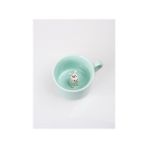 3D Sevimli Figürlü Porselen Kupa 230 ml Mint Renk Kahve Çay Kupası,turkuaz & Tavşan