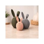 3D Tasarım Renkli Tavşan Ailesi 3lü Biblo Set