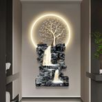 3D Vision LED Işıklı Duvar Resmi Plug-in Güç Kaynağı Duvar Sanatı Dekor Kabartma LED Dekoratif Tablo Yaratıcı Manzara Duvar Asılı Duvar Oturma Odası Giriş Koridoru için (D,45 x 80 cm)