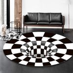 3D Vortex Optik Yuvarlak Kilim Siyah Delik Stereo Vizyon Siyah Ve Beyaz kaymaz Zemin Halı Yemek Odası Ev Yatak Odası için 63 "Çap