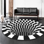 3D Vortex Optik Yuvarlak Siyah Delik Halı Stereo Vizyon Siyah Ve Beyaz kaymaz Zemin Halı Yemek Odası Ev Yatak Odası için 63 "Çap