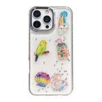 3D Yaz Temalı Renkli Şeffaf Simli iPhone 15 Plus / 14 Plus Uyumlu Kılıf – Kamera Korumalı, Darbe Emici Silikon