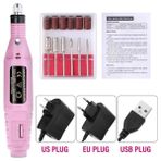 3Danlu 01-Pembe USB Halaıman Profesyonel Malzeme Tırnak Matkap Makinesi Elektrikli Tırnak Zımpara Freze Manikür Seti Delici Tırnak Aksesuarları (Yurt Dışından)