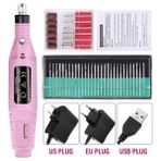 3Danlu Pembe Set C Ab Tak Cnhıds Elektrikli Tırnak Matkap Makinesi Setleri Pedikür Manikür Matkap Freze Kesiciler Tırnak Törpüsü Profesyonel 20000RPM Parlatma Araçları (Yurt Dışından)