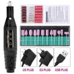 3Danlu Siyah Set 2 Ab Fış Profesyonel Elektrikli Manikür Makinesi Tırnak Matkap Kalem Pedikür Dosya Lehçe Şekil Aracı Tırnak Sanat Ayak Bakımı Araçları Kiti (Yurt Dışından)