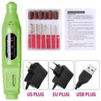 3Danlu Yeşil 01 Takım USB Halaıman Tırnak Matkap Makinesi Elektrikli Tırnak Zımpara Freze Manikür Seti Tırnak Sanat Jel Tırnak Eti Çıkarıcı Pedikür Makinesi (Yurt Dışından)