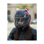 3dfabrick Kask süsü -Motor & Motosiklet Pembe Fiyonklu Beyaz Kedi Kulak Kask Dış Aksesuarı