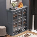 3Door Ayakkabı Dolabı 8 Katmanlı Ayakkabılık Dar Depolama Ayakkabı Yerden Tasarruflu Ayakkabı Mobilyaları 90 × 32 × 107 cm Gri Küçük Alanlar için İdeal