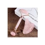 3dproductsale Pembe Kuvars Gua Sha Taşı Masaj Aleti ve Face Roller 2'li Set 1. Sınıf Özel Kutulu