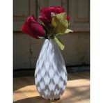 3dproga 3D Baskı Spiral Desenli Dekoratif Vazo 18 cm - Beyaz