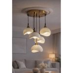 3DreaMaker 5 Li Sarkıt Avize Rustik E27 Modern Avize Bohem Beton Görünüm (3 Adet Beyaz LED Ampül Hediyedir.!) - Eskitme Beyaz