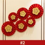 3Ganbao S2 Fan Çiçek Çin Tarzı Kırmızı Düğün Fan Çiçek Asılı Kağıt El Sanatları Ponpon Yatak Odası Oturma Oda Duvar Dekoru Origami Fan Dıy Parti Malzemeleri (Yurt Dışından) - Party DIY Decorations