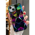 3GEN CASE İphone 13 & İphone 14 Uyumlu 3D Prizma Desenler Hologram Çok Renkli Esnek Silikon Kılıf mor