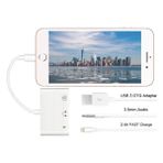3in1 Iphone-Ipad Lightning To Kulakılık ve USB Kamera Okuyucu OTG-1852 - Belirtilmemiş