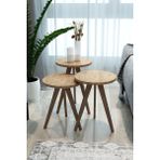 3’lü Ahşap Zigon Sehpa Seti | Modern & Minimal Tasarım | Çok Amaçlı Yan Sehpa ve Orta Sehpa