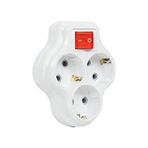 3lü Anahtarlı Golyat, Üçlü Topraklı Priz Duvar Tipi Çoklayıcı Fiş, 16A 250 Volt, Max 3600