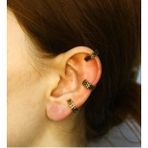 3'lü Antik Model Deliksiz Earcuff Kıkırdak Küpe Seti eukk3 (Sarı)