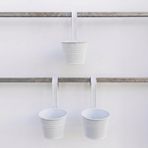 3'lü Askılı Çok Amaçlı Dekoratif Galvaniz Saksı Kova (Beyaz)