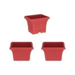 3'lü Balkon Saksı Seti – Kırmızı | Plastik Tabaklı, Farklı Boylarda | 2.2 Litre Hacim