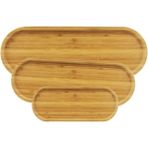 3'lü Bambu Oval Sunum Servis Tabağı Seti Çerezlik Kahve Kahvaltılık Meyve - 20 x 40 cm
