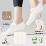 3´lü Bambu Pilates Çorabı Yoga Abs Kaydırmaz Taban Dans Bale Fitness Spor Çorabı - Beyaz - 36 - 40
