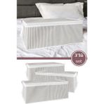 3’lü Baskılı Baza Hurcu Seti, Yatak Kanepe Altı Yastık Kıyafet Çamaşır Düzenleyici (60X40XCM) 3 Adet - Beyaz - Gri - 60x40x20 cm