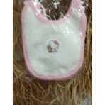 3’lü Beyaz-Pembe Bebek Önlüğü Seti – Hello Kitty Desenli Pamuklu Havlu Kumaş - Pembe - Beyaz - Standart