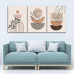 3'lü Bohem Kanvas Tablo Seti 2 - Modern Boho Duvar Dekoru - Geometrik ve Modern Çizgili 3 Parça Tablo (70 x 100 cm)