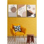 3'lü Bohem Kanvas Tablo Seti 3 - Modern Boho Duvar Dekoru - Geometrik ve Modern Çizgili 3 Parça Tablo (50 x 70 cm)