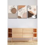 3'lü Bohem Kanvas Tablo Seti 3 - Modern Boho Duvar Dekoru - Geometrik ve Modern Çizgili 3 Parça Tablo (70 x 100 cm)