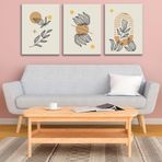 3'lü Bohem Kanvas Tablo Seti 5 - Modern Boho Duvar Dekoru - Geometrik ve Modern Çizgili 3 Parça Tablo (35x50 cm)